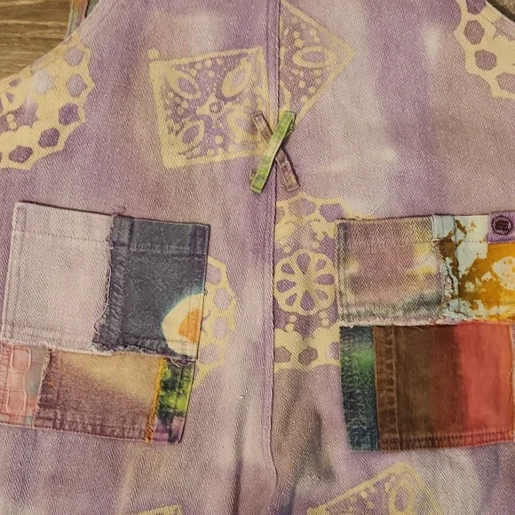 Boho Patchwork Multicolor Denim Jumpsuit/Overalls From Japan - Picture 9 of 13